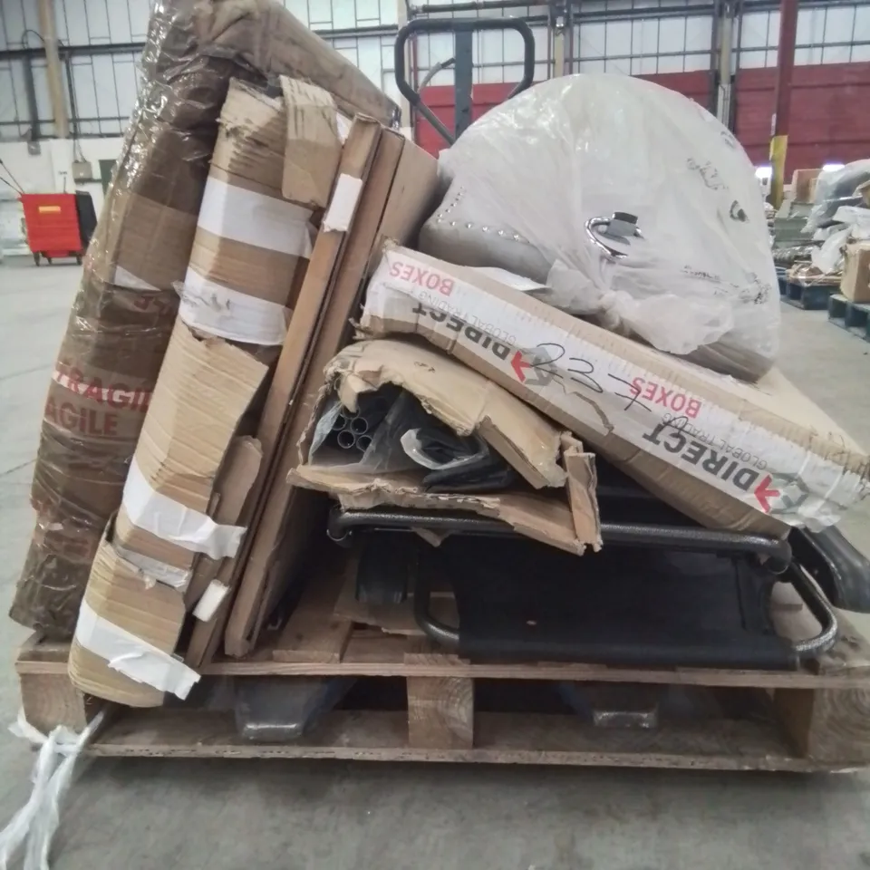 PALLET CONTAINING VARIOUS BOXED FURNITURE PARTS AND OTHER HOUSEHOLD ACCESSORIES ETC.