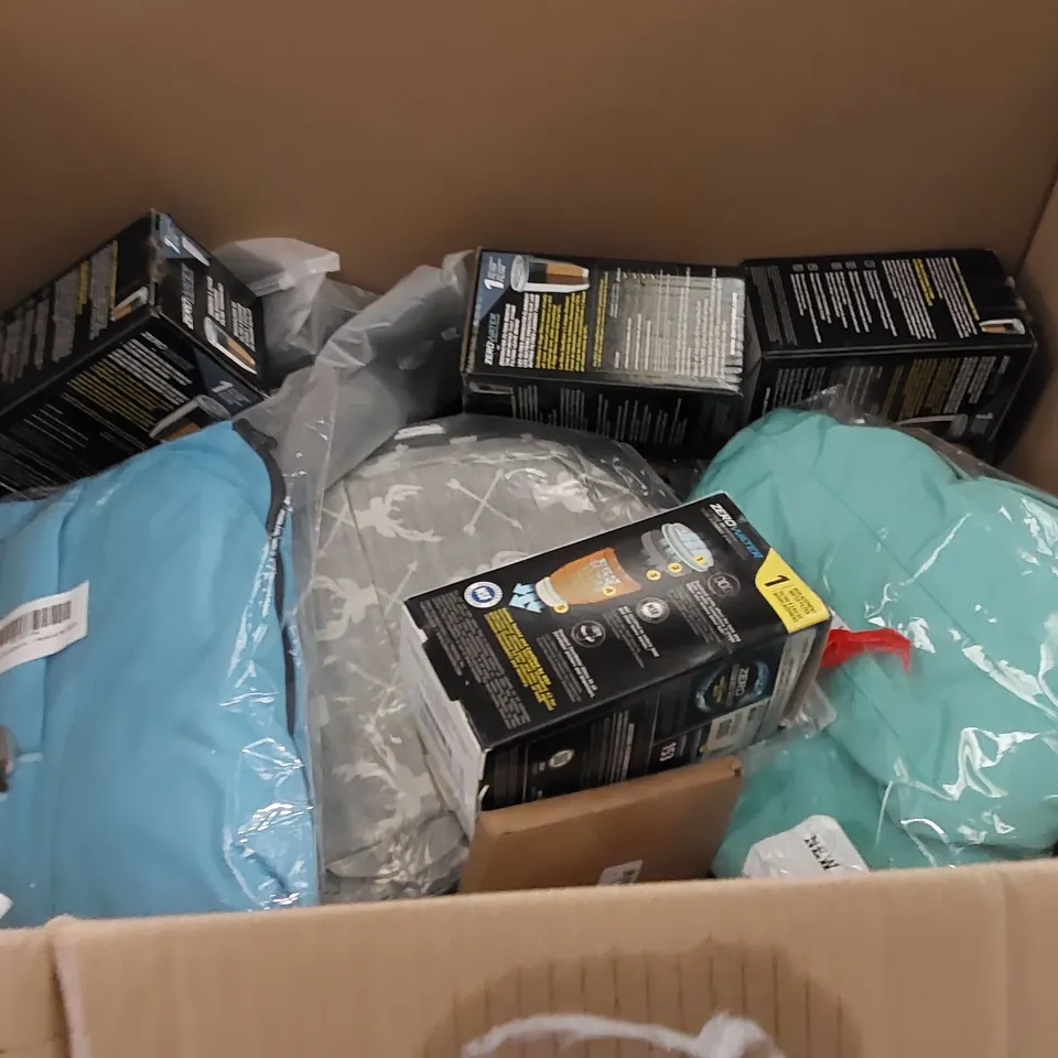 PALLET OF ASSORTED ITEMS INCLUDING: LAUNDRY BASKET, DOG BACKPACK, WATER FILTER, FELT CHRISTMAS TREE, SLIPPERS, WOMEN'S PYJAMAS, 2021 DIARY, PHONE CASE
