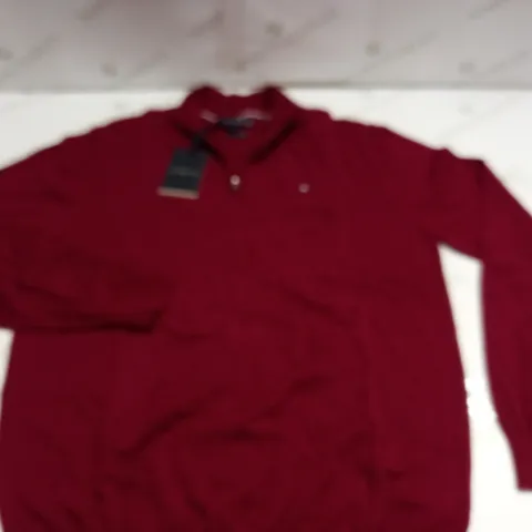 TOMMY HILFIGER ZIP JUMPER IN BURGHUNDY - XL