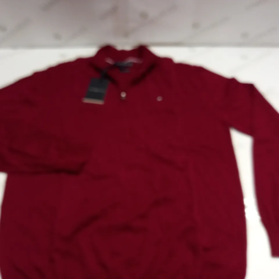 TOMMY HILFIGER ZIP JUMPER IN BURGHUNDY - XL