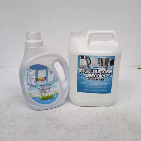 TOTE OF APPROXIMATELY 3 ASSORTED ITEMS TO INCLUDE YASS CLEAN NON BIO, MULTI PURPOSE DESCALER ETC