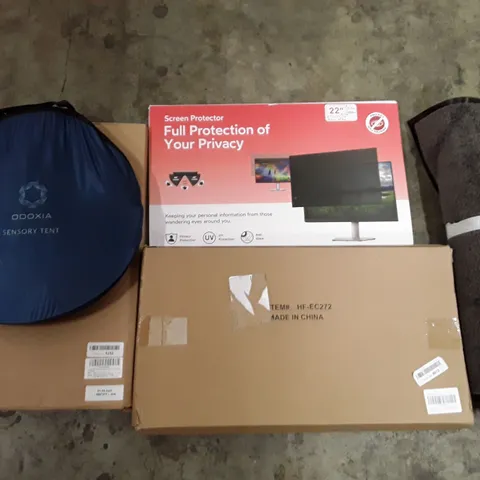 PALLET OF ASSORTED PRODUCTS INCLUDING SENSORY TENT, DOOR MAT, SCREEN PROTECTOR, LAP DESK