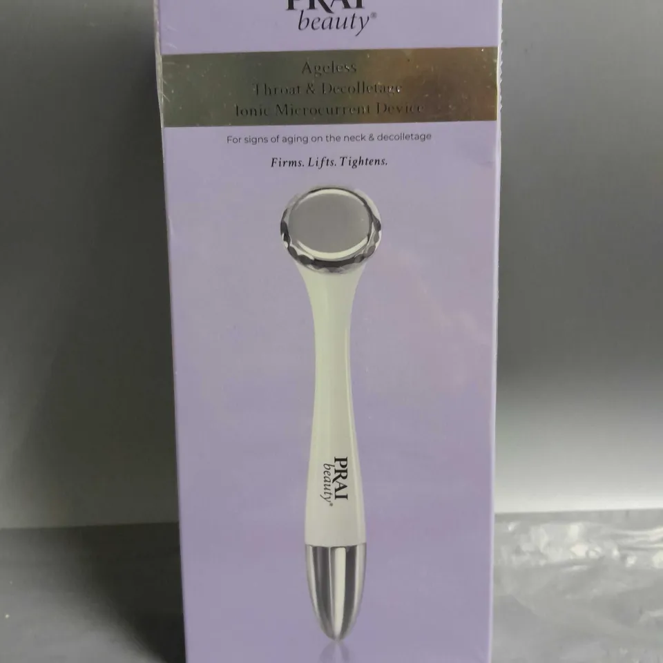 BOXED AND SEALED PRAI BEAUTY AGELESS THROAT & DECOLLETAGE IONIC MICROCURRENT DEVICE