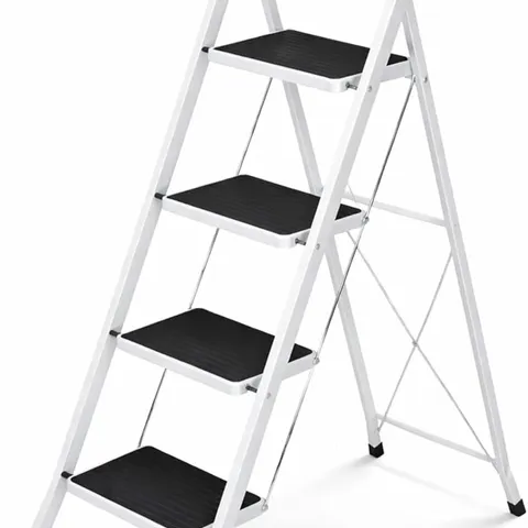 BOXED FOLDABLE 4 STEP LADDER STEPLADDER NON SLIP TREAD SAFETY STEEL