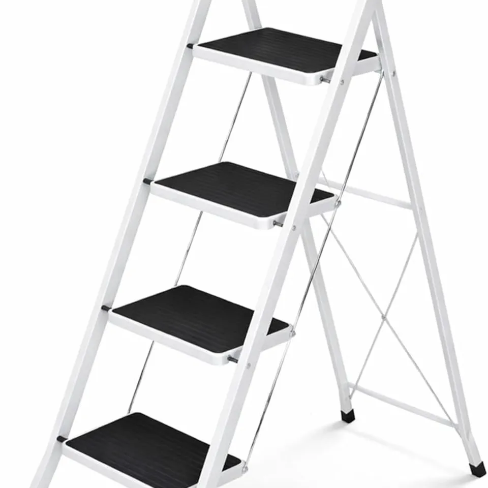 BOXED FOLDABLE 4 STEP LADDER STEPLADDER NON SLIP TREAD SAFETY STEEL