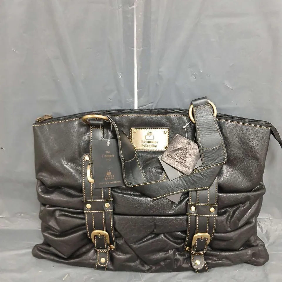 TOMMY & KATE LIMITED EDITION LEATHER BAG IN BLACK