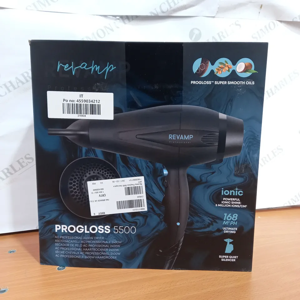 BOXED REVAMP PROGLOSS 5500 AC PROFESSIONAL 2400W DRYER 