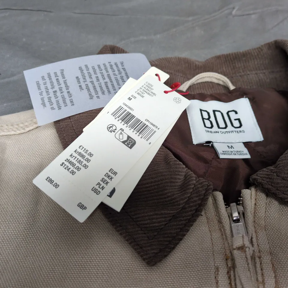 BDG URBAN OUTFITTERS JACKET – BEIGE CANVAS WITH BROWN COLLAR, SIZE M