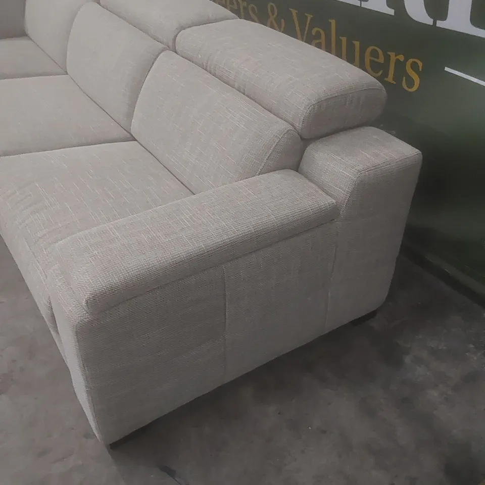 DESIGNER DETROIT FABRIC UPHOLSTERED POWER RECLINER CORNER GROUP SOFA WITH CHARGING PORTS AND STORAGE