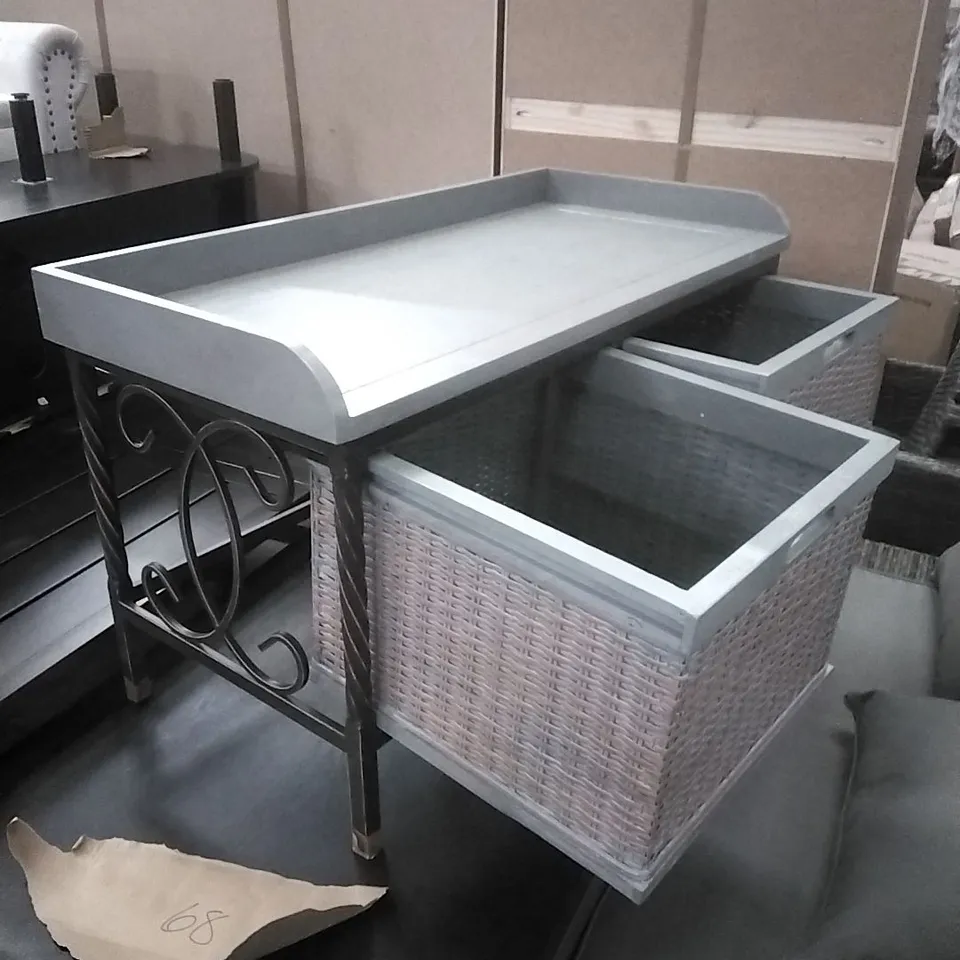 ALLENPORT WOOD/METAL STORAGE BENCH - GREY 