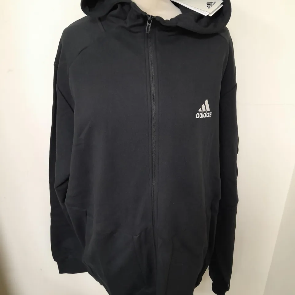 ADIDAS ZIP THROUGH BLACK HOODIE - UK XL