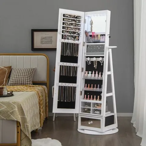 BOXED FREESTANDING MDF GLASS JEWELRY ARMOIRE