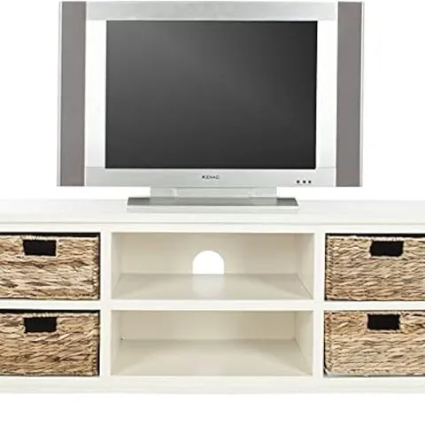 BOXED SAFAVIEH TV STAND, WOOD - WHITE (1 BOX)