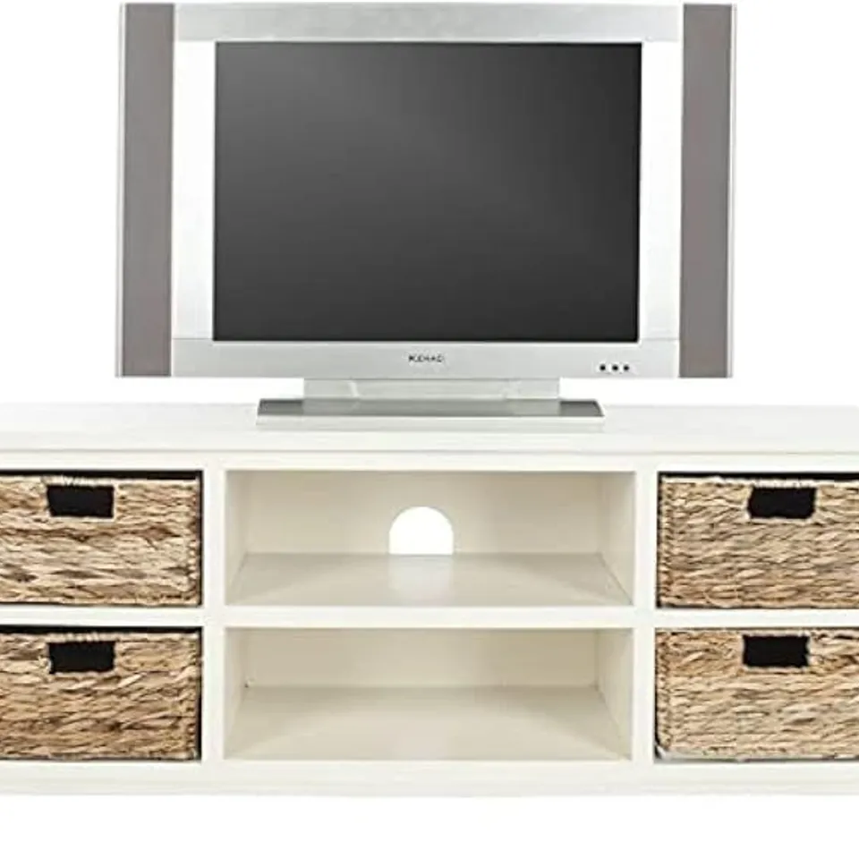 BOXED SAFAVIEH TV STAND, WOOD - WHITE (1 BOX)