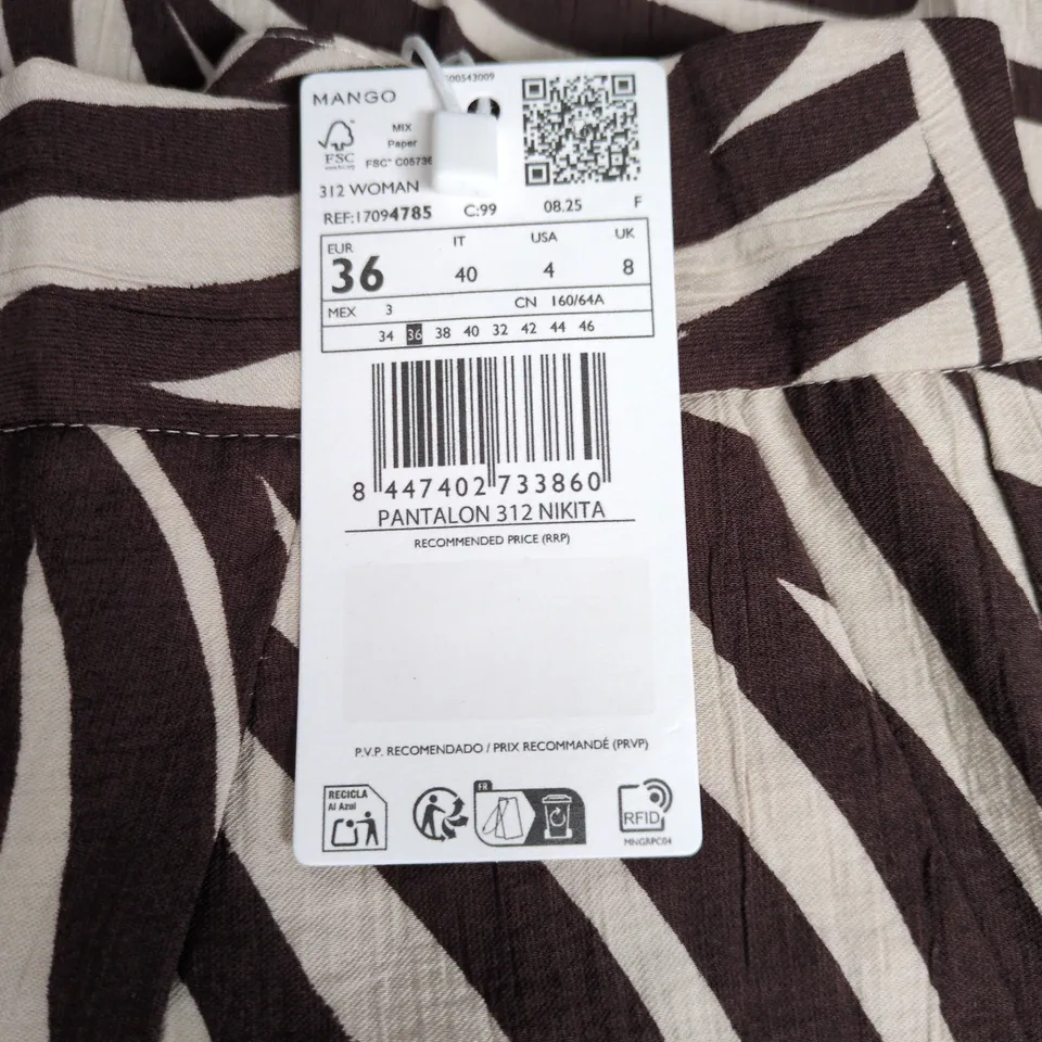 MANGO ZEBRA PRINT TROUSERS (312 NIKITA) – WOMEN'S, EU 36 (UK 8)