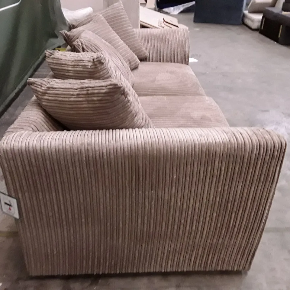 QUALITY DESIGNER 3 SEATER SOFA - BROWN CORDUROY FABRIC