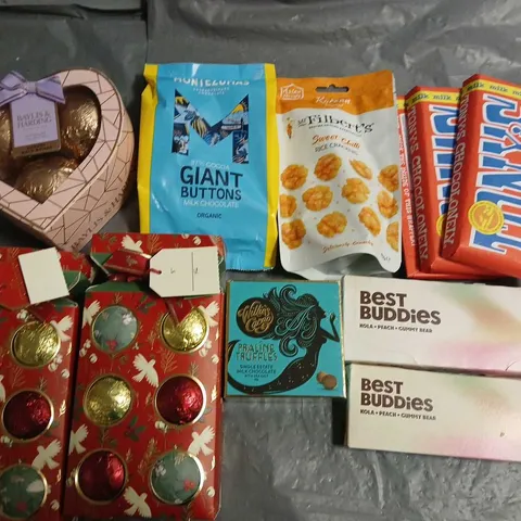 LOT OF 11 ASSORTED FOOD ITEMS TO INCLUDE TONYS CHOCOLATE, AIRUP BEST BUDDIES AND PRALINE TRUFFLES