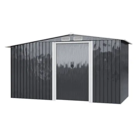 BOXED GARAGE SHED WITH LOB STORAGE 11FT W × 7FT D GALVANISED STEEL (3 BOXES)
