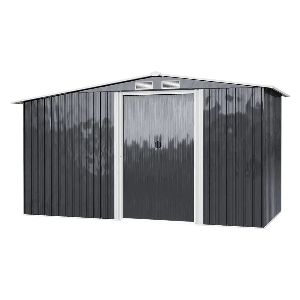BOXED GARAGE SHED WITH LOB STORAGE 11FT W × 7FT D GALVANISED STEEL (3 BOXES)