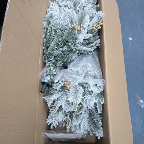 SARA DAVIES WINTER LUX PRE LIT FROSTED ARTIFICIAL FIR CHRISTMAS TREE WITH GOLD BEAD GARLAND – BOXED