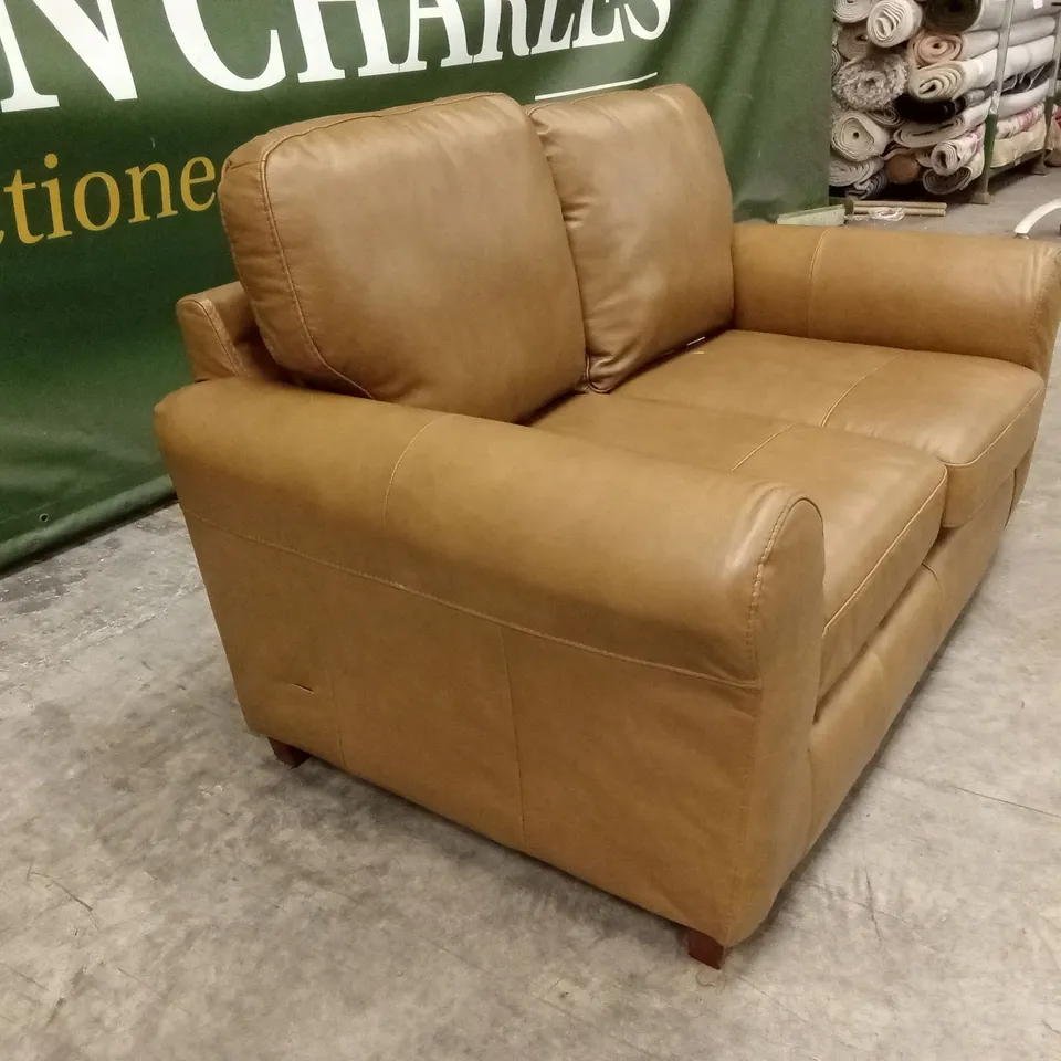 BAILEY ITALIAN LEATHER 2 SEATER SOFA - TAN RRP £829