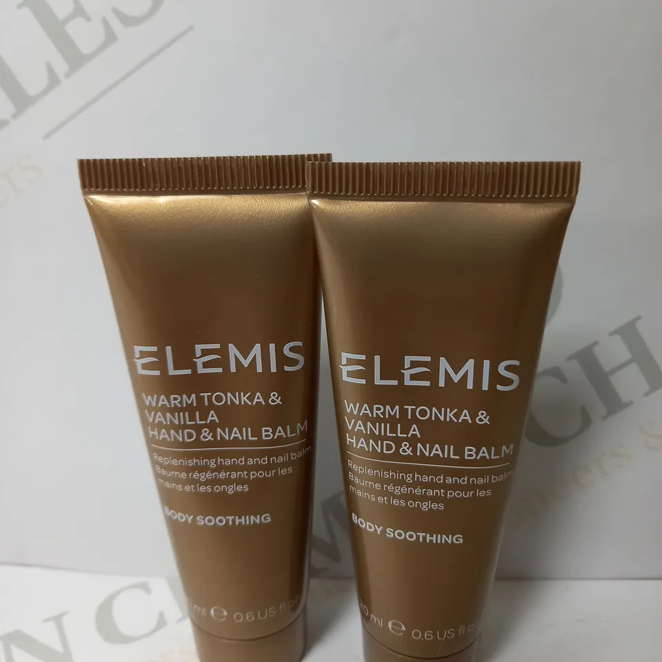 SET OF 2 ELEMIS WARM TONKA AND VANILLA HANDAND NAIL BALM 20ML