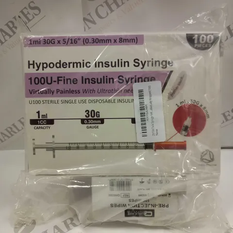 BOX OF 4 X 100 HYPODERMIC INSULIN SYRINGES