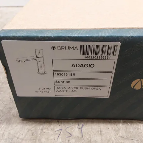 BOXED BRUMA ADAGIO BASIN MIXER WITH PUSH-OPEN WASTE - SUNRISE