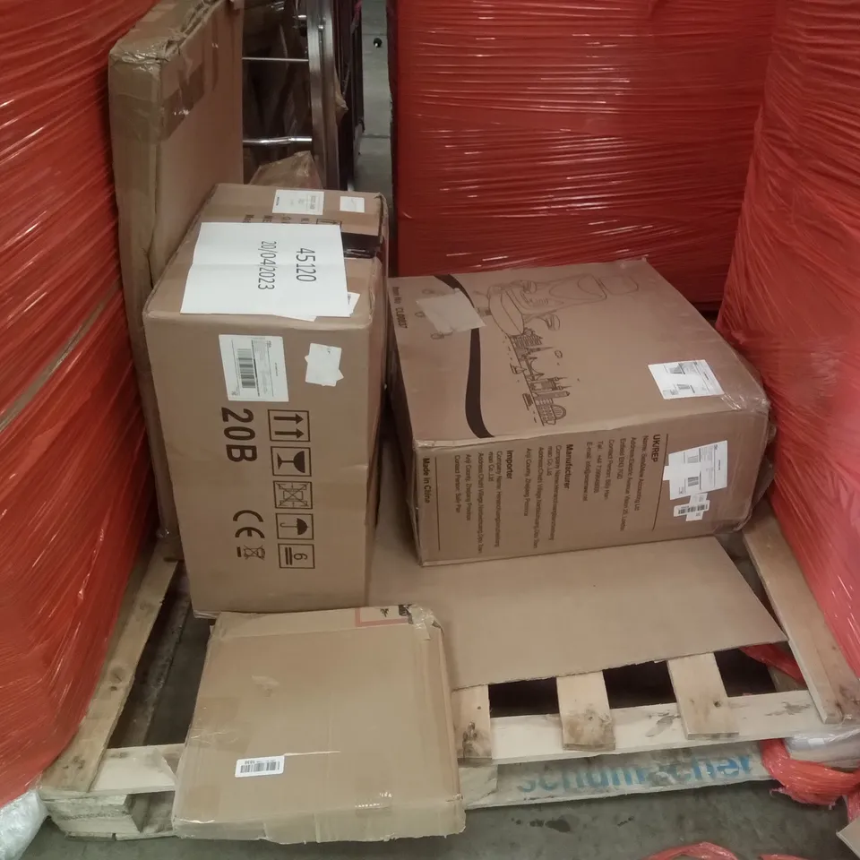 PALLET OF ASSORTED ITEMS INCLUDING OFFICE CHAIR, PORTABLE WARDROBE