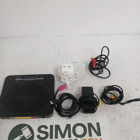 TOTE OF APPROXIMATELY 10 ASSORTED ITEMS INCLUDING A UTP PATCH CABLE, A LENOVO AC ADAPTER AND A HDMI CABLE