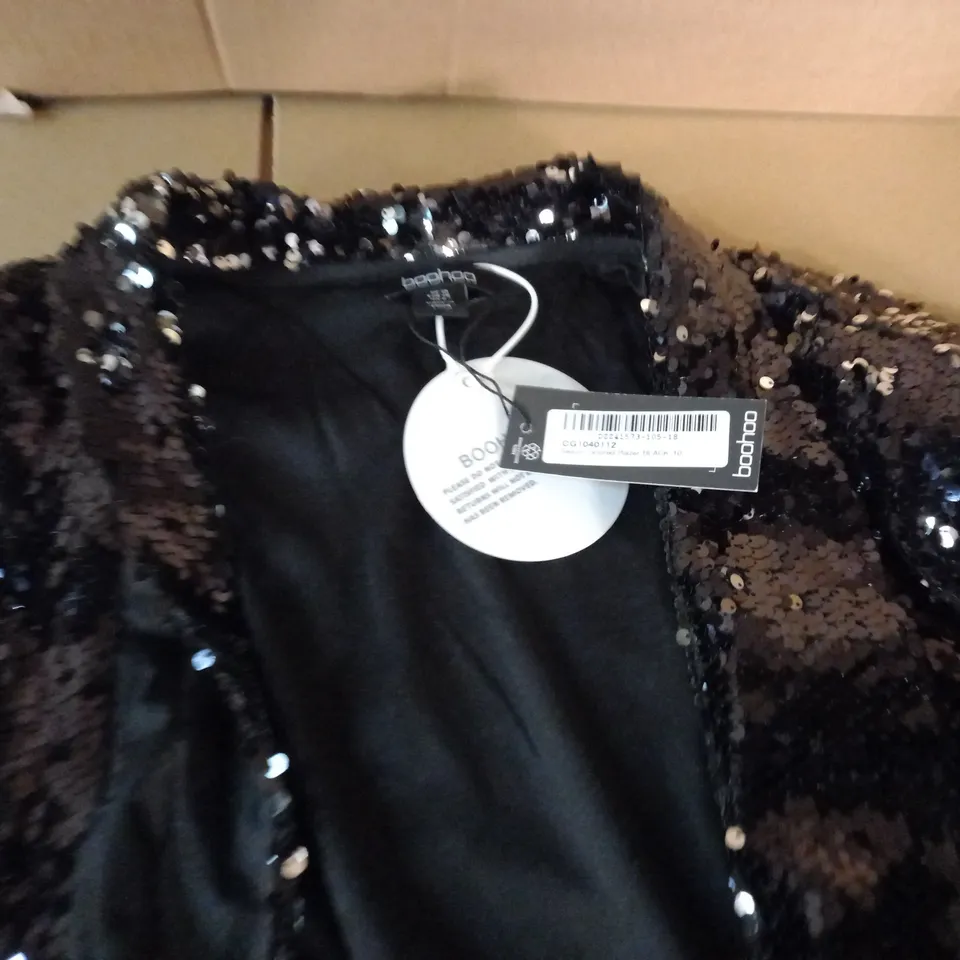 BOOHOO SEQUIN TAILORED BLAZER - 10