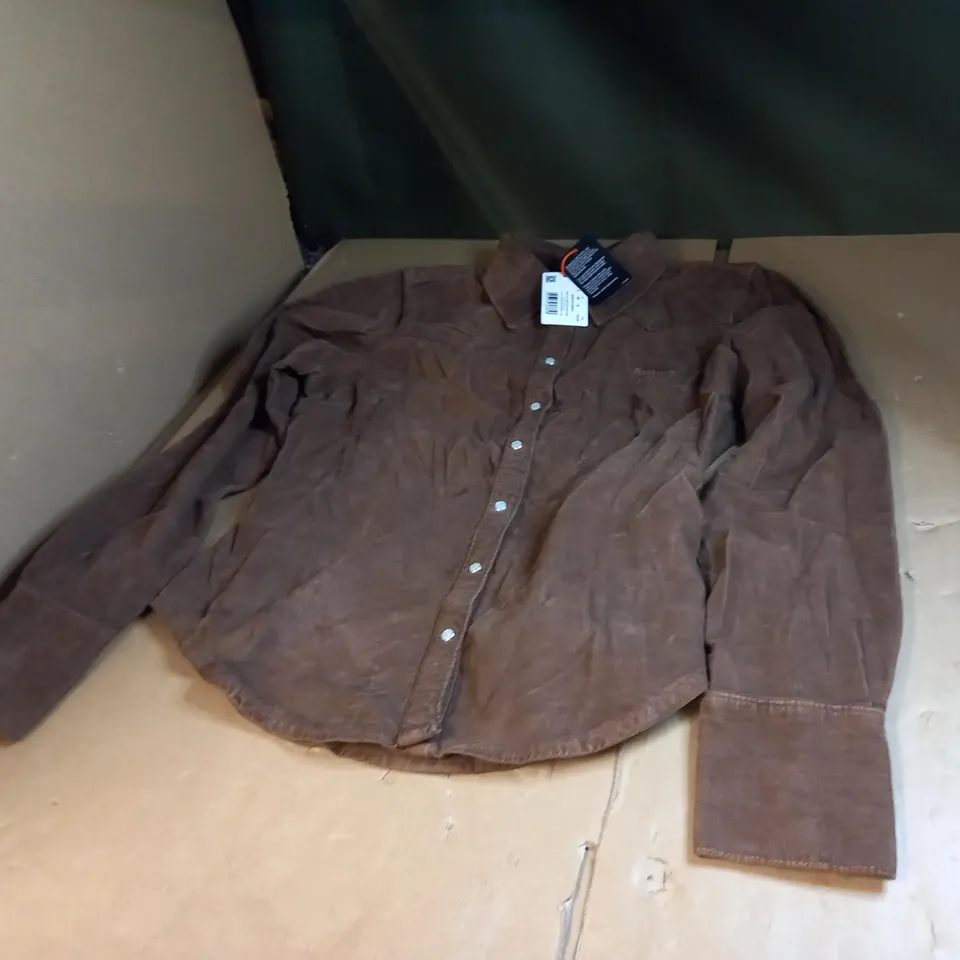 BROWN VINTAGE CORD WESTERN SHIRT UK SIZE M