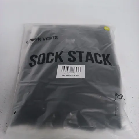 SOCK STACK PACK OF 6 MEN'S VESTS – UK XL, BLACK/WHITE/GREY