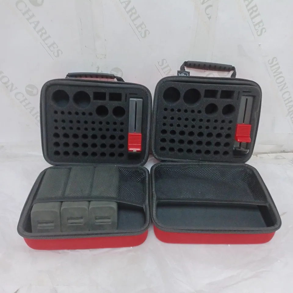 BOXED LOT OF 2 STORAGE CASES RED BY FLIPO
