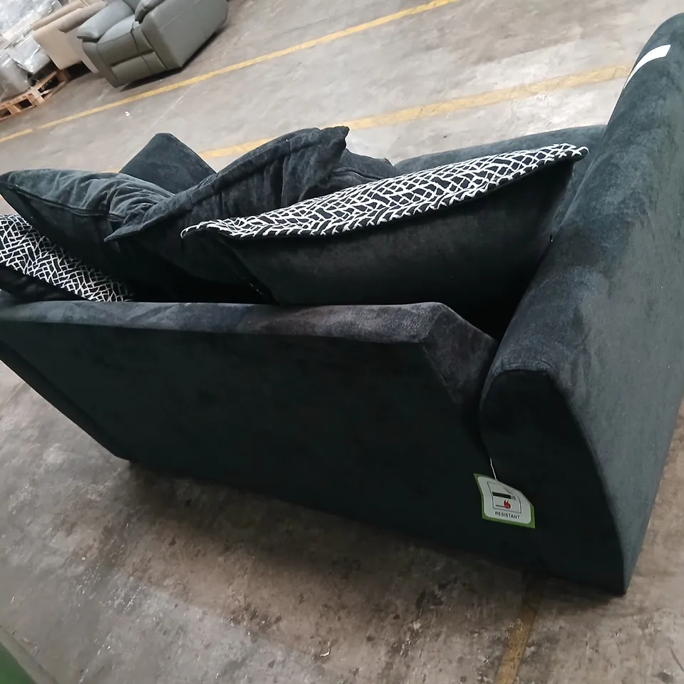 BLACK VELVET EFFECT 2-SEATER SOFA WITH CUSHIONS