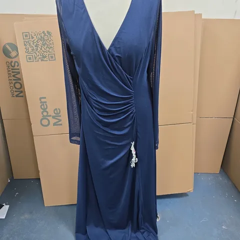 BONPRIX DARK BLUE MAXI DRESS SIZE 16