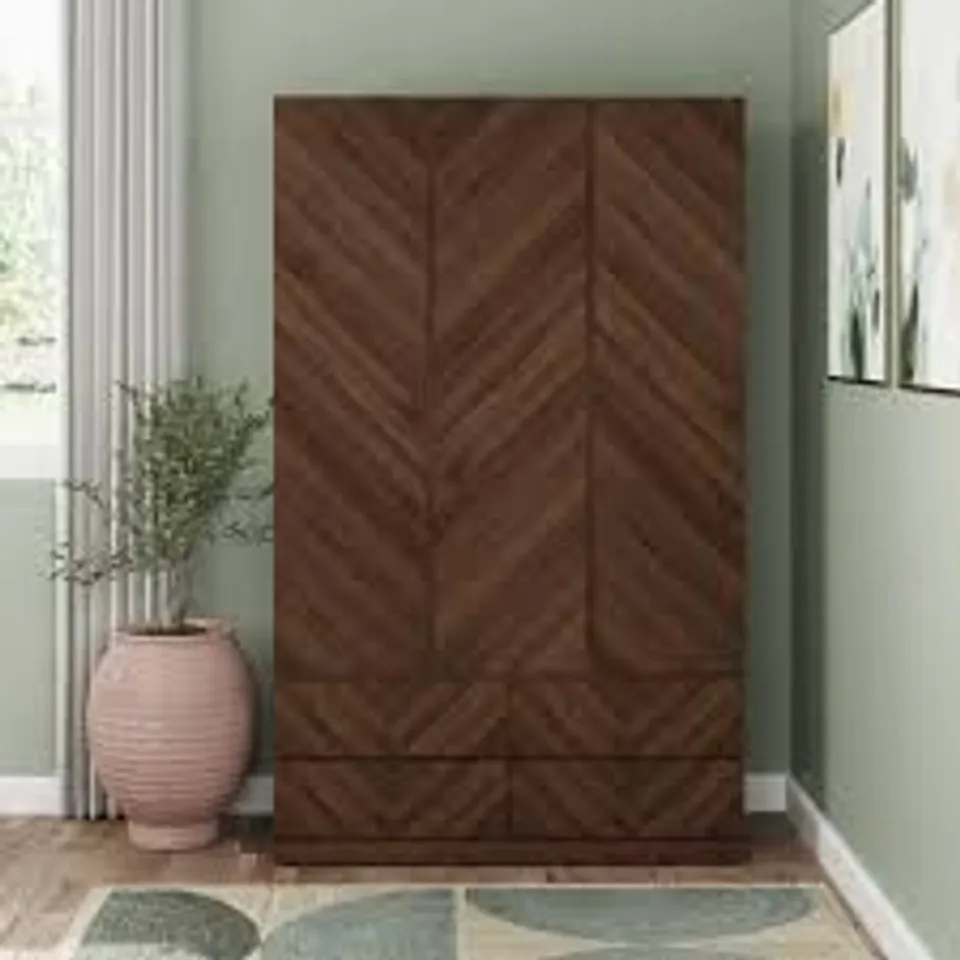 BOXED GFW CATANIA 3-DOOR 4-DRAWER ROYAL WALNUT WOOD WARDROBE (3 BOXES)