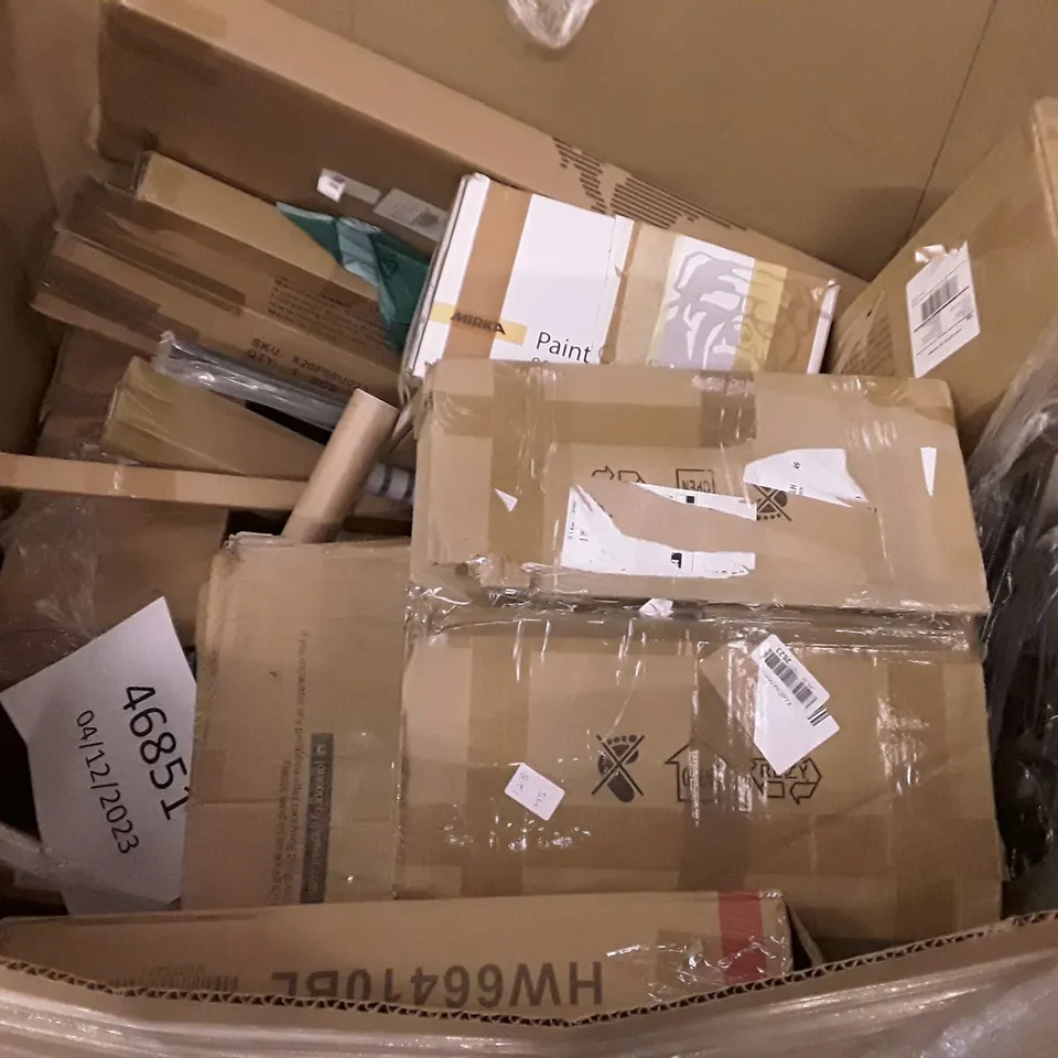 PALLET OF ASSORTED PRODUCTS INCLUDING LED CEILINGING LIGHT, CURTAIN ROD SET, SIDE TABLE, RECTANGLE DOLLY, AIR PURIFIER & HUMIDIFIER  