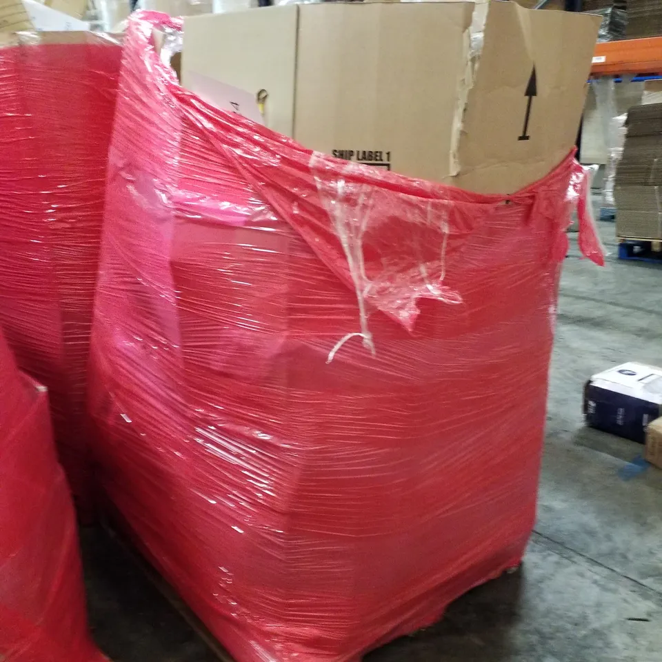 PALLET OF ASSORTED PRODUCTS INCLUDING TOILET SEAT, PREMIUM KING AIR BED, KIDS SCOOTER, CHAIR MAT, DEEP FAT FRYER