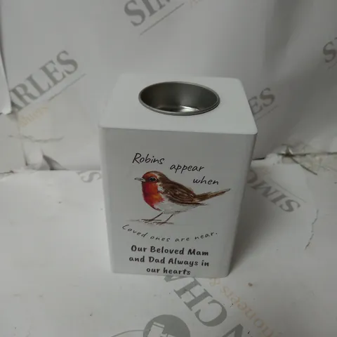 BOXED ROBIN MEMORIAL TEA LIGHT HOLDER