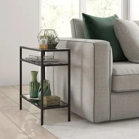 BOXED SIDE TABLE WITH STORAGE - BLACKENED BRONZE FINISH (1 BOX)