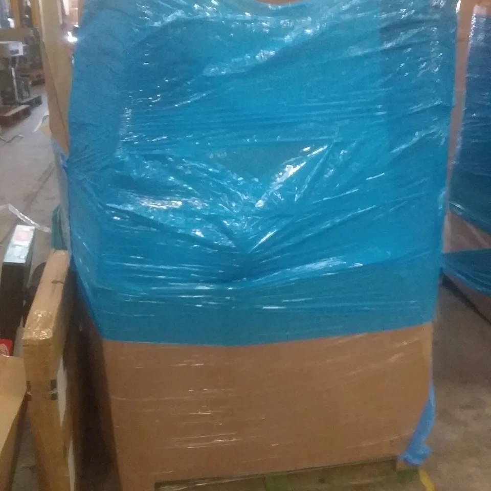 PALLET OF ASSORTED ITEMS INCLUDING TOILET SAFETY FRAME, FORTNITE NERF GUN, GLASS WINDOW MIRROR, CAMPING CHAIR