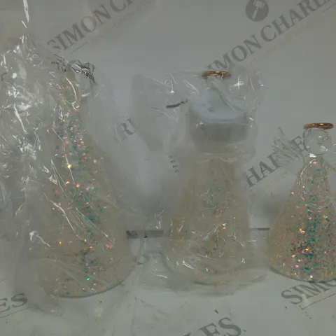 BOXED HOME REFLECTIONS SET OF 3 PRE-LIT GLASS ANGEL CANDLE HOLDERS