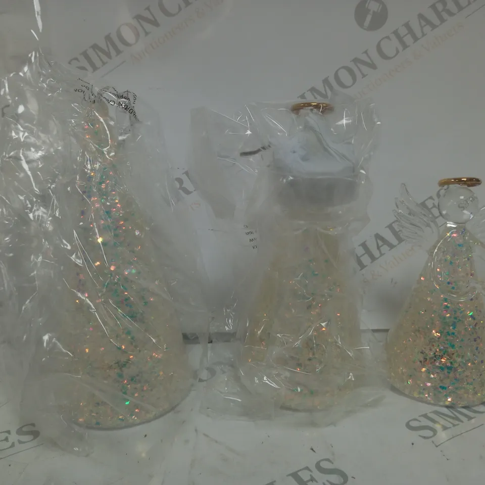 BOXED HOME REFLECTIONS SET OF 3 PRE-LIT GLASS ANGEL CANDLE HOLDERS