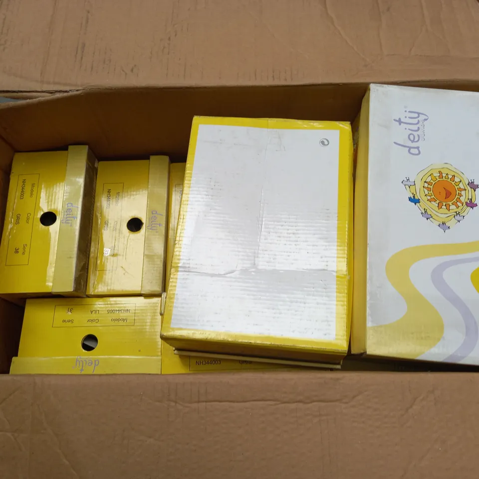 LOT OF 12 BOXED PAIRS OF DEITY BLACK SHOES - VARIOUS SIZES