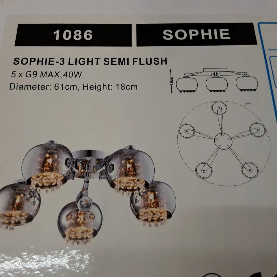BOXED SOPHIE 3-LAMP SEMI FLUSH CEILING LIGHT