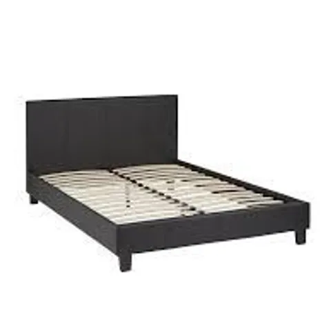 BOXED MARSTON 3' SINGLE FAUX LEATHER BED FRAME - BLACK (2 BOXES)
