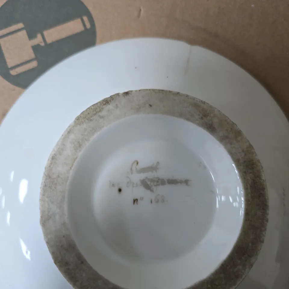 PORCELAIN DECORATIVE PLATE WITH GILT SCROLL DESIGN AND ENAMEL ACCENTS – BASE MARK NO. 168