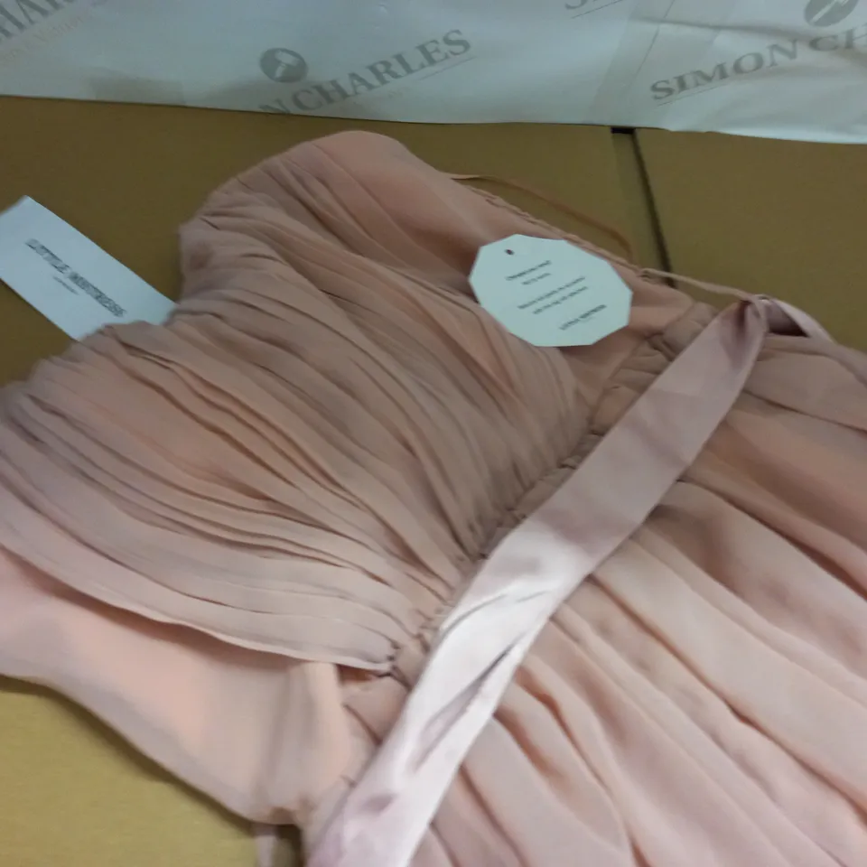 LITTLE MISTRESSBRIDESMAID MULTIWAY CHIFFON SHOULDER DRESS IN DUSTY ROSE - UK 12