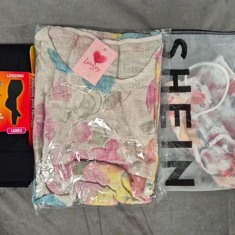 BOX OF APPROXIMATELY 20 ASSORTED CLOTHING AND FASHION ITEMS IN VARIOUS STYLES, SIZES, AND COLOURS - COLLECTION ONLY